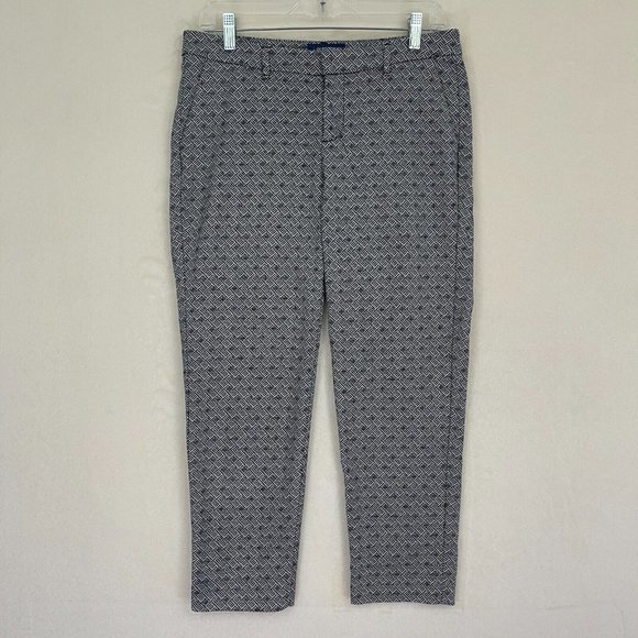 Old Navy Harper Mid Rise Black & White Geometric Tapered Pants Women's Size 4 - Picture 1 of 8
